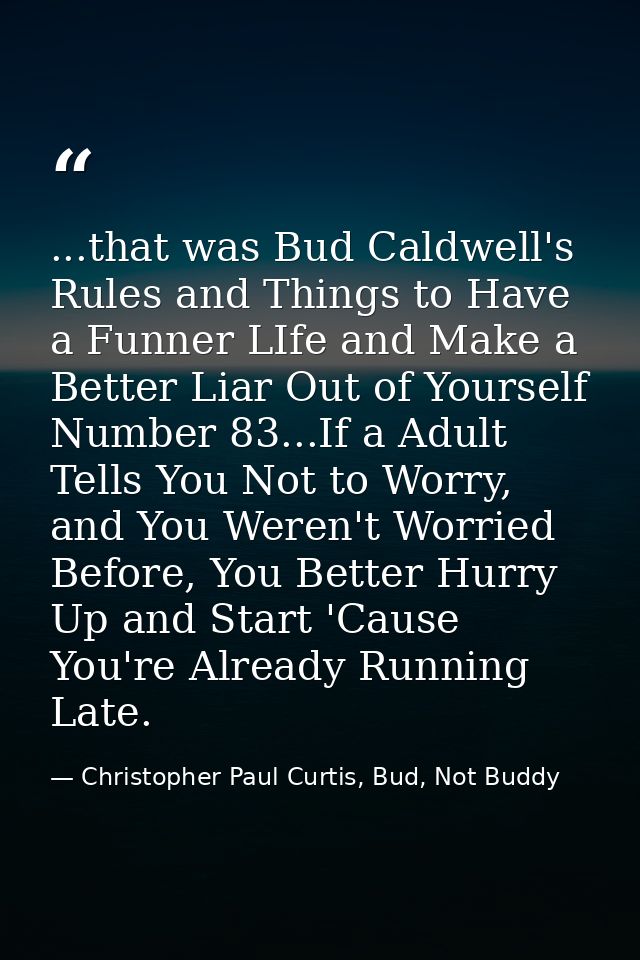 ...that was Bud Caldwell's Rules and Things to Have a Funner LIfe and Make a Better Liar Out of Yourself Number 83...If  — Christopher Paul Curtis, Bud, Not Buddy