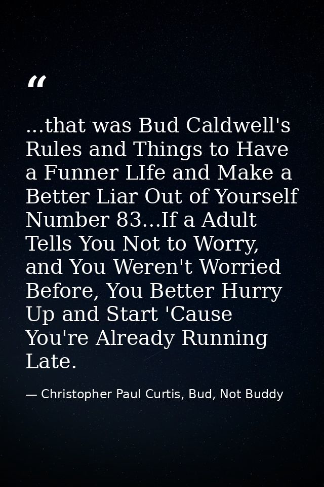 ...that was Bud Caldwell's Rules and Things to Have a Funner LIfe and Make a Better Liar Out of Yourself Number 83...If  — Christopher Paul Curtis, Bud, Not Buddy