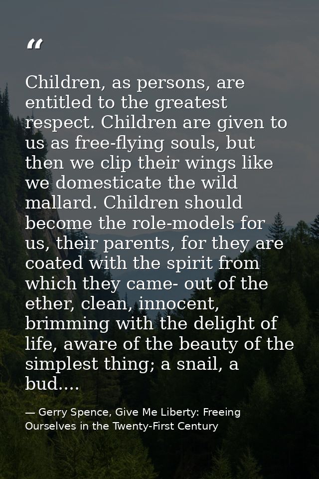 Children, as persons, are entitled to the greatest respect. Children are given to us as free-flying souls, but then we c — Gerry Spence, Give Me Liberty: Freeing Ourselves in the Twenty-First Century