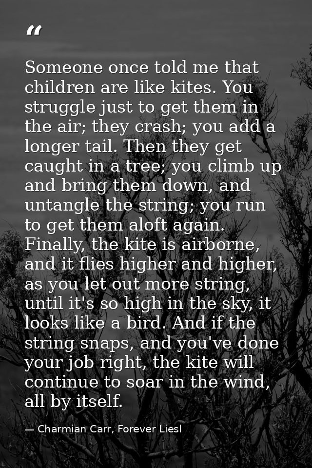 Someone once told me that children are like kites. You struggle just to get them in the air; they crash; you add a longe — Charmian Carr, Forever Liesl