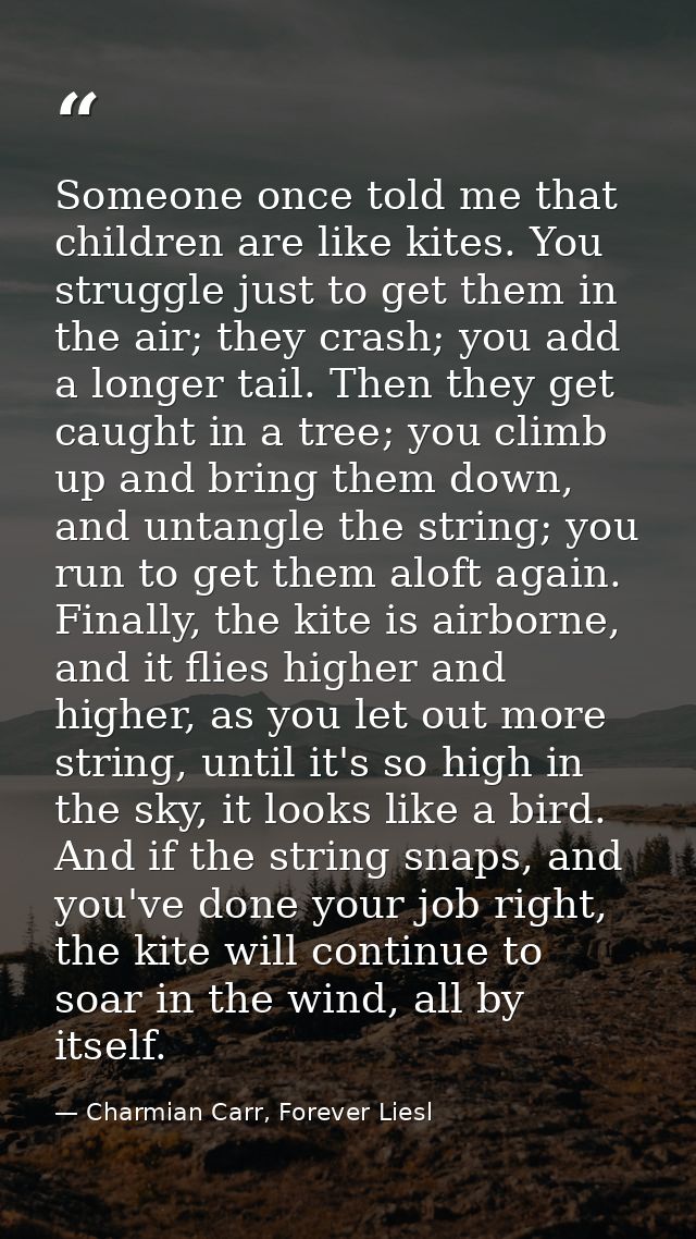 Someone once told me that children are like kites. You struggle just to get them in the air; they crash; you add a longe — Charmian Carr, Forever Liesl