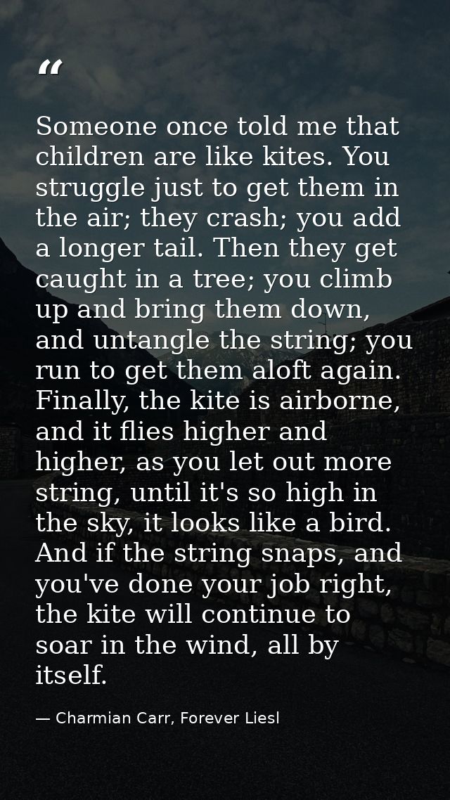 Someone once told me that children are like kites. You struggle just to get them in the air; they crash; you add a longe — Charmian Carr, Forever Liesl