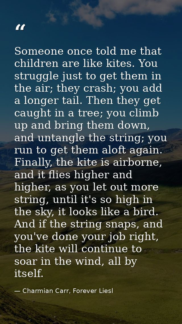 Someone once told me that children are like kites. You struggle just to get them in the air; they crash; you add a longe — Charmian Carr, Forever Liesl