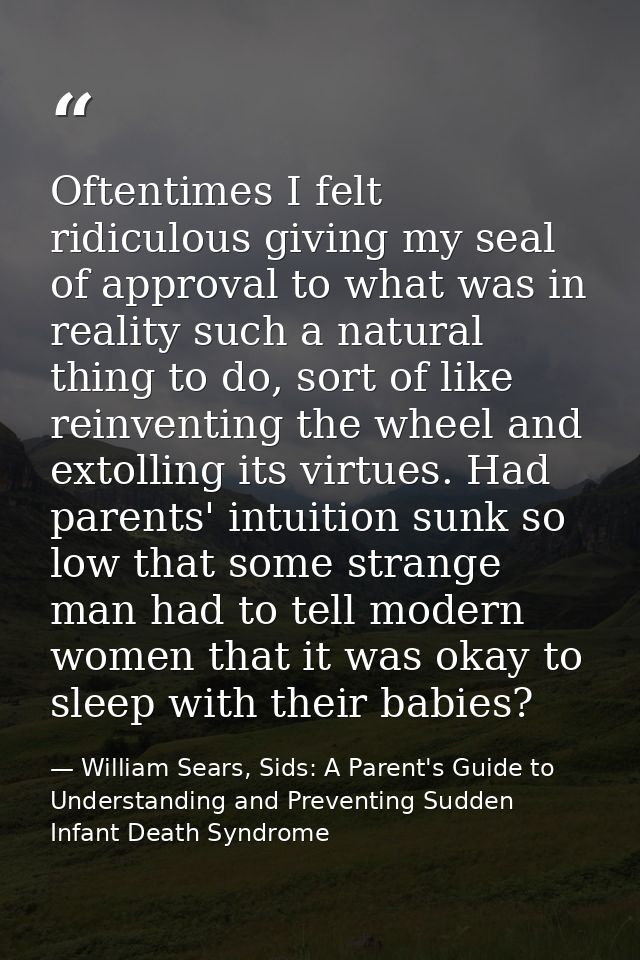 Oftentimes I felt ridiculous giving my seal of approval to what was in reality such a natural thing to do, sort of like  — William Sears, Sids: A Parent's Guide to Understanding and Preventing Sudden Infant Death Syndrome