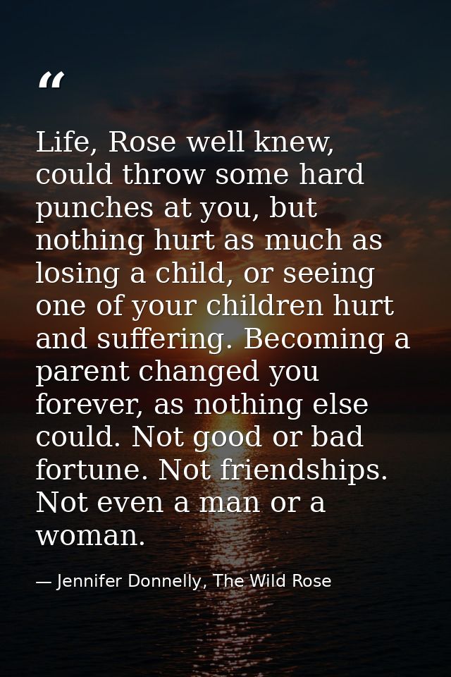 Life, Rose well knew, could throw some hard punches at you, but nothing hurt as much as losing a child, or seeing one of — Jennifer Donnelly, The Wild Rose