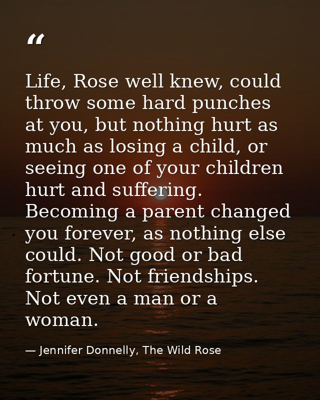 Life, Rose well knew, could throw some hard punches at you, but nothing hurt as much as losing a child, or seeing one of — Jennifer Donnelly, The Wild Rose