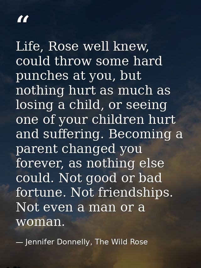 Life, Rose well knew, could throw some hard punches at you, but nothing hurt as much as losing a child, or seeing one of — Jennifer Donnelly, The Wild Rose