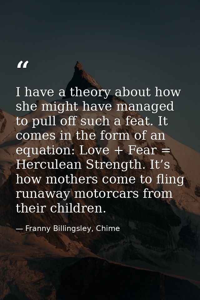 I have a theory about how she might have managed to pull off such a feat. It comes in the form of an equation: Love + Fe — Franny Billingsley, Chime