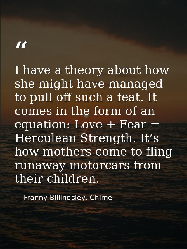 I have a theory about how she might have managed to pull off such a feat. It comes in the form of an equation: Love + Fe — Franny Billingsley, Chime