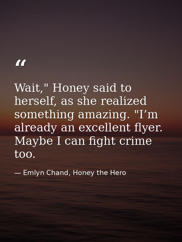 Wait," Honey said to herself, as she realized something amazing. "I’m already an excellent flyer. Maybe I can fight crim — Emlyn Chand, Honey the Hero