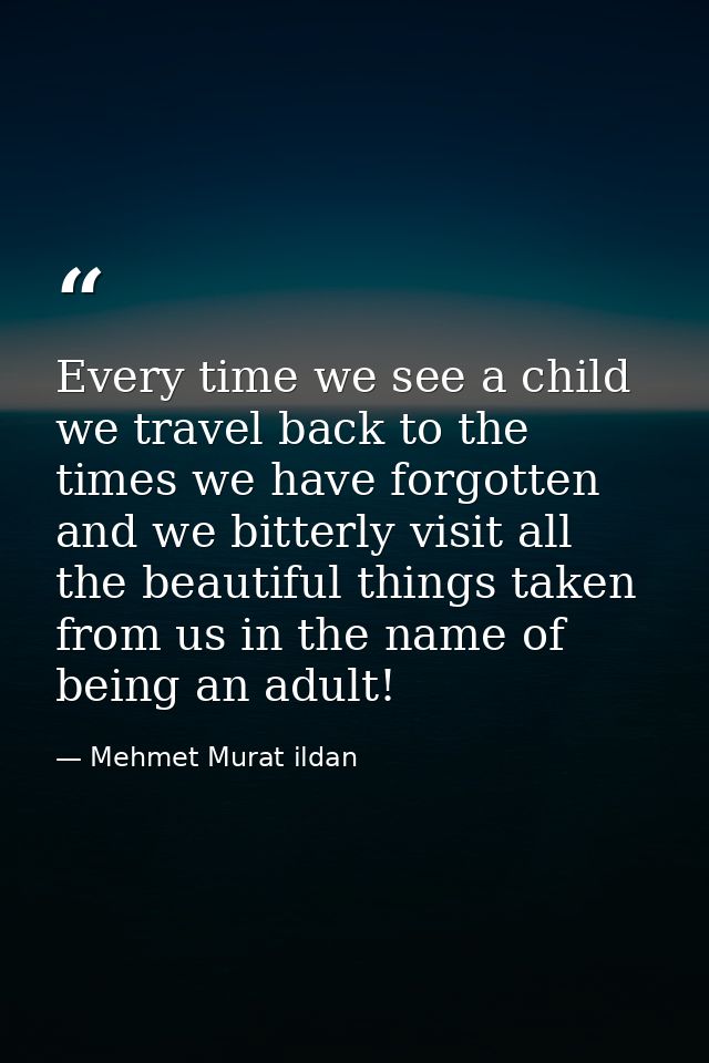 Every time we see a child we travel back to the times we have forgotten and we bitterly visit all the beautiful things t — Mehmet Murat ildan