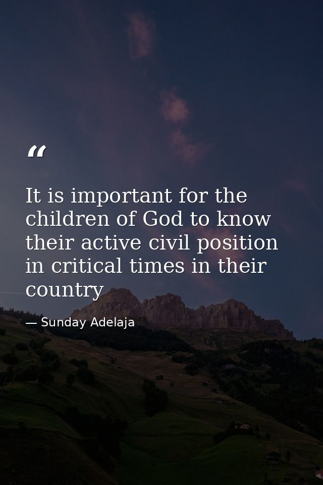 It is important for the children of God to know their active civil position in critical times in their country — Sunday Adelaja