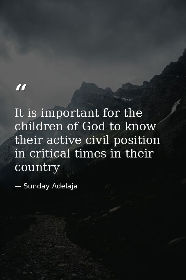 It is important for the children of God to know their active civil position in critical times in their country — Sunday Adelaja