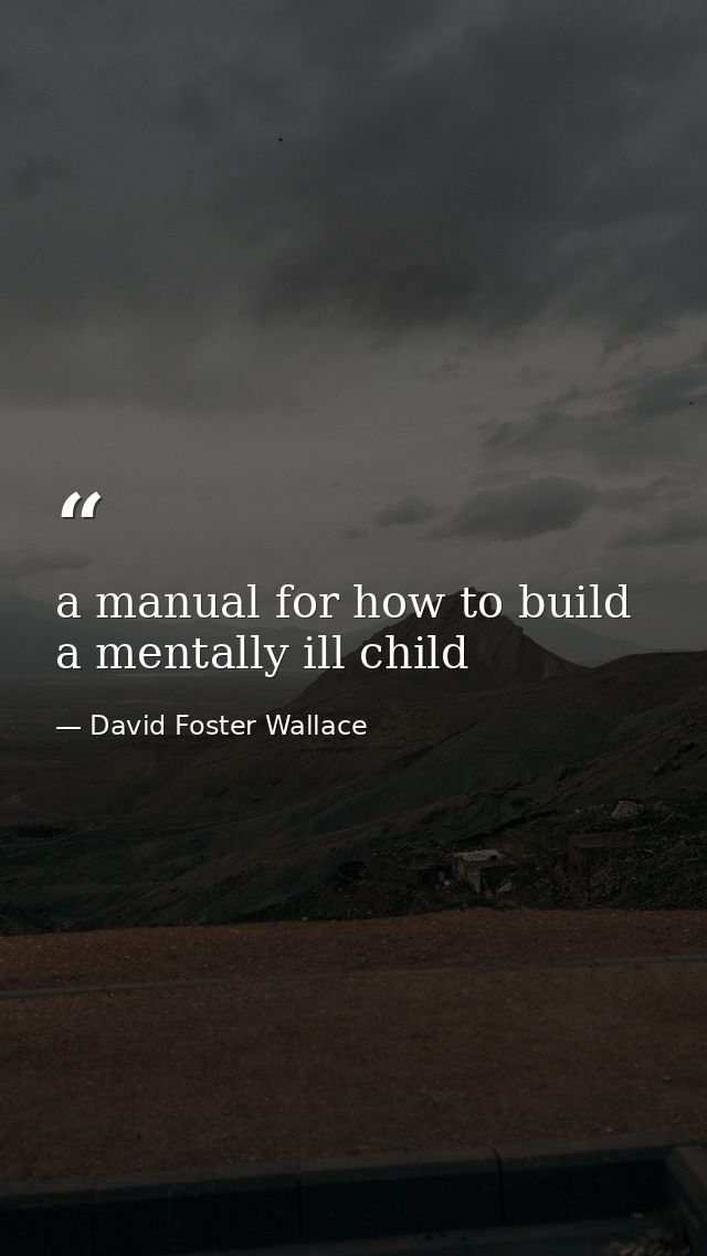 a manual for how to build a mentally ill child — David Foster Wallace