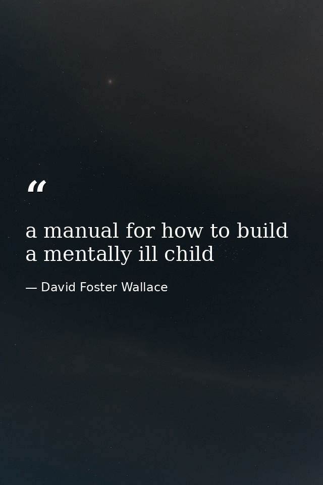 a manual for how to build a mentally ill child — David Foster Wallace