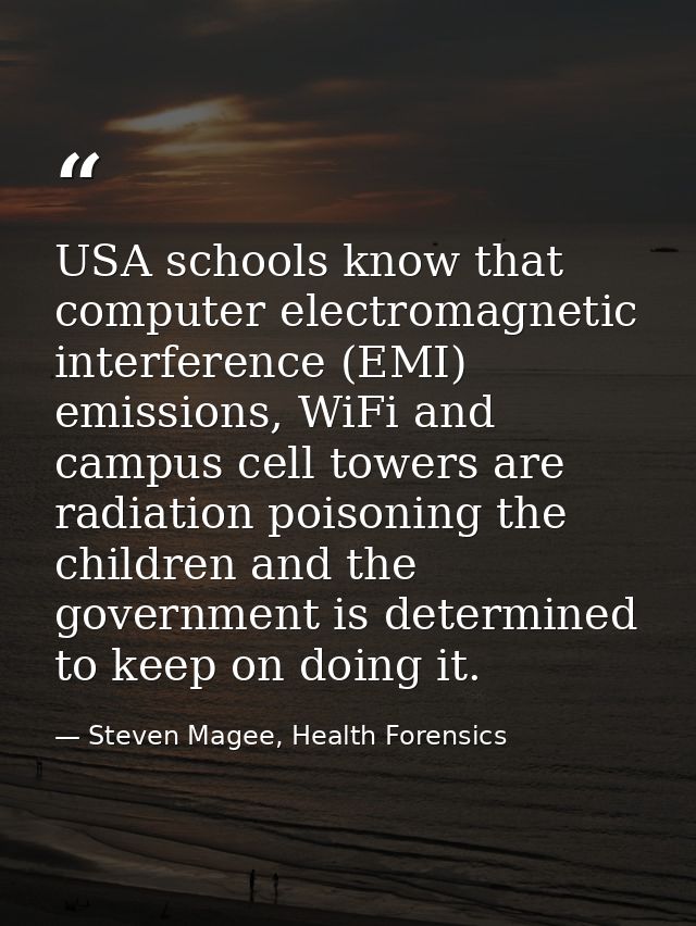 USA schools know that computer electromagnetic interference (EMI) emissions, WiFi and campus cell towers are radiation p — Steven Magee, Health Forensics