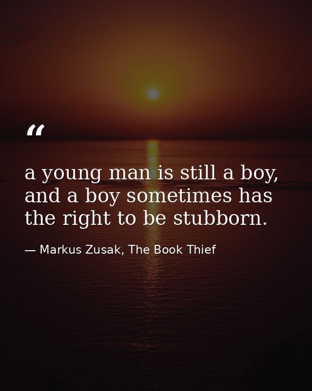 a young man is still a boy, and a boy sometimes has the right to be stubborn. — Markus Zusak, The Book Thief
