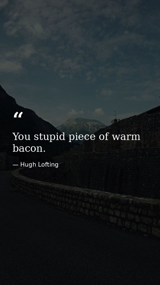 You stupid piece of warm bacon. — Hugh Lofting