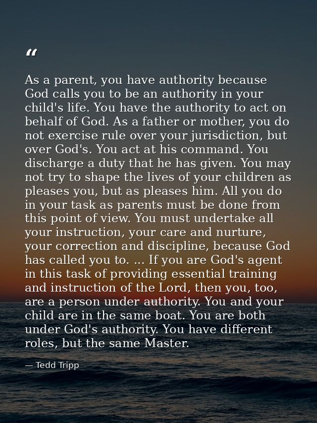 As a parent, you have authority because God calls you to be an authority in your child's life. You have the authority to — Tedd Tripp