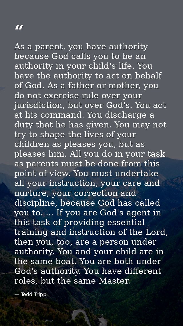 As a parent, you have authority because God calls you to be an authority in your child's life. You have the authority to — Tedd Tripp