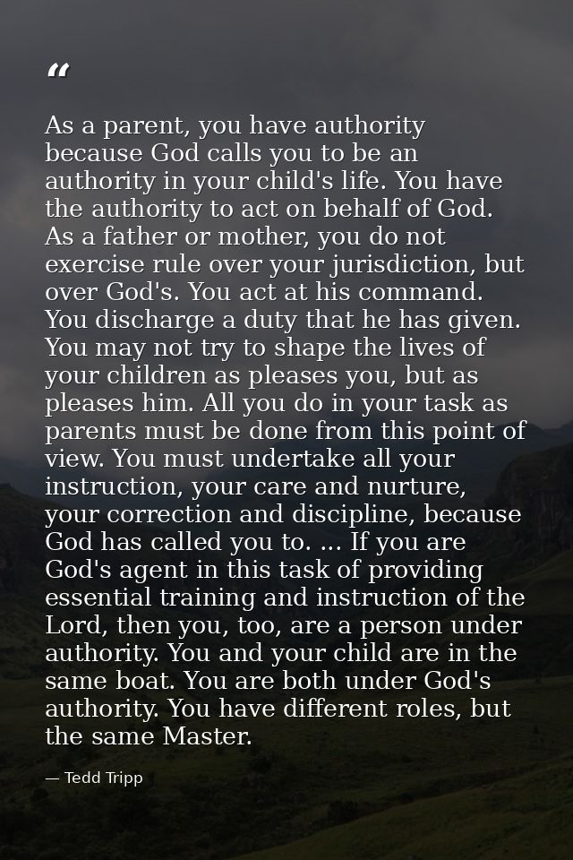 As a parent, you have authority because God calls you to be an authority in your child's life. You have the authority to — Tedd Tripp