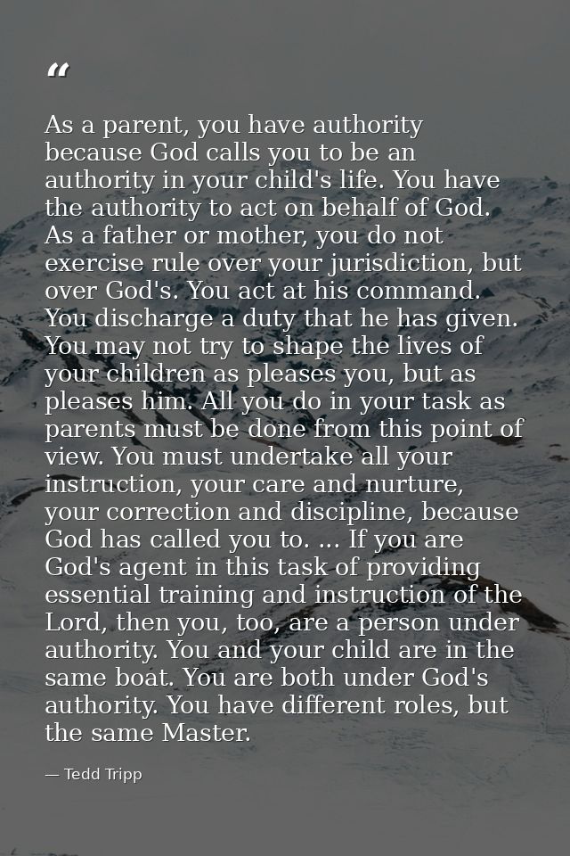 As a parent, you have authority because God calls you to be an authority in your child's life. You have the authority to — Tedd Tripp