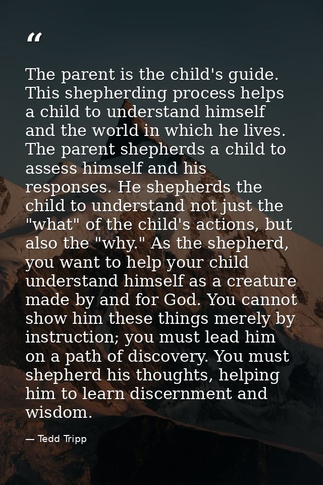 The parent is the child's guide. This shepherding process helps a child to understand himself and the world in which he  — Tedd Tripp