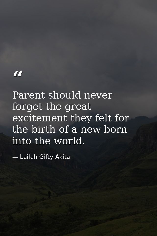 Parent should never forget the great excitement they felt for the birth of a new born into the world. — Lailah Gifty Akita