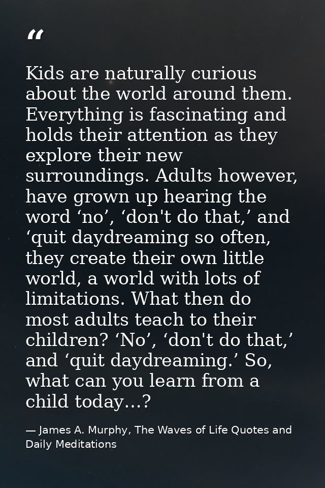 Kids are naturally curious about the world around them. Everything is fascinating and holds their attention as they expl — James A. Murphy, The Waves of Life Quotes and Daily Meditations