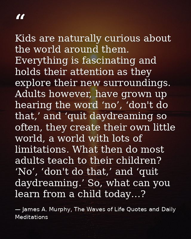 Kids are naturally curious about the world around them. Everything is fascinating and holds their attention as they expl — James A. Murphy, The Waves of Life Quotes and Daily Meditations