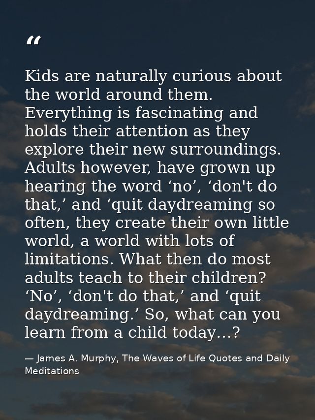 Kids are naturally curious about the world around them. Everything is fascinating and holds their attention as they expl — James A. Murphy, The Waves of Life Quotes and Daily Meditations