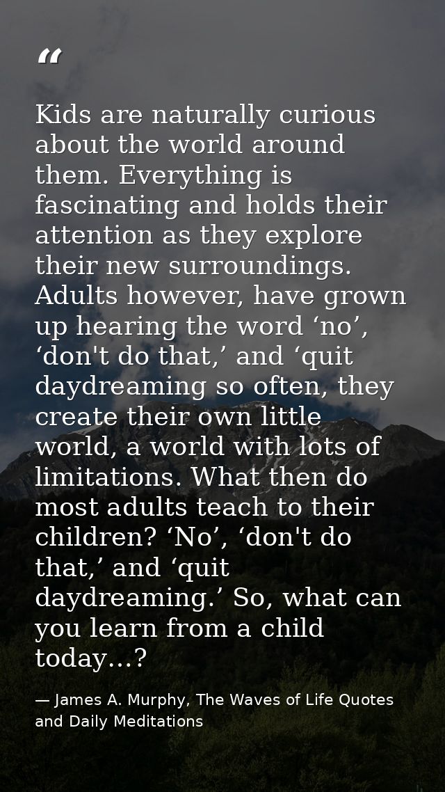 Kids are naturally curious about the world around them. Everything is fascinating and holds their attention as they expl — James A. Murphy, The Waves of Life Quotes and Daily Meditations