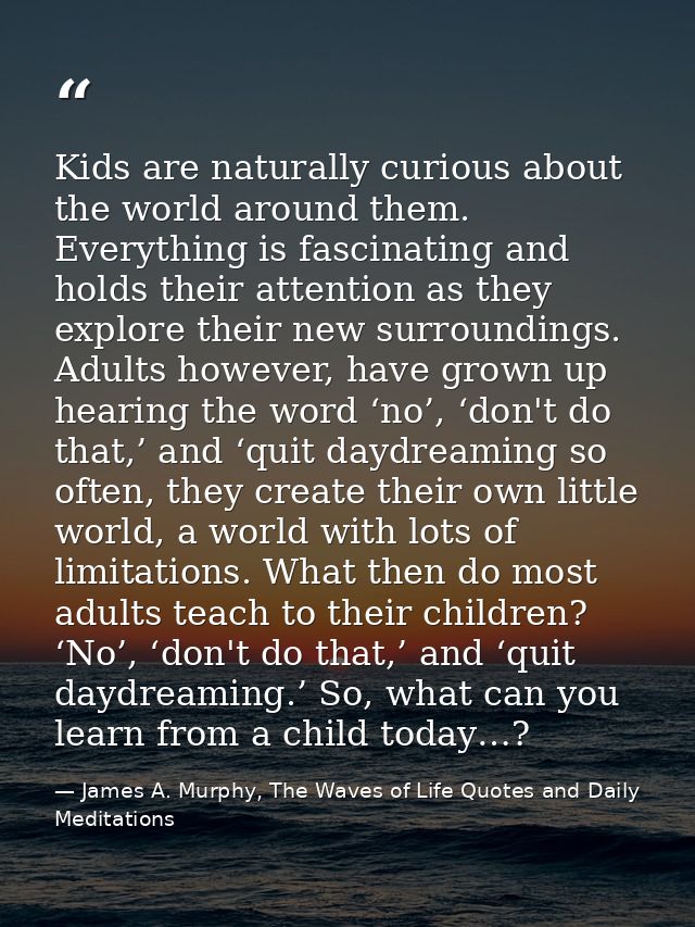 Kids are naturally curious about the world around them. Everything is fascinating and holds their attention as they expl — James A. Murphy, The Waves of Life Quotes and Daily Meditations