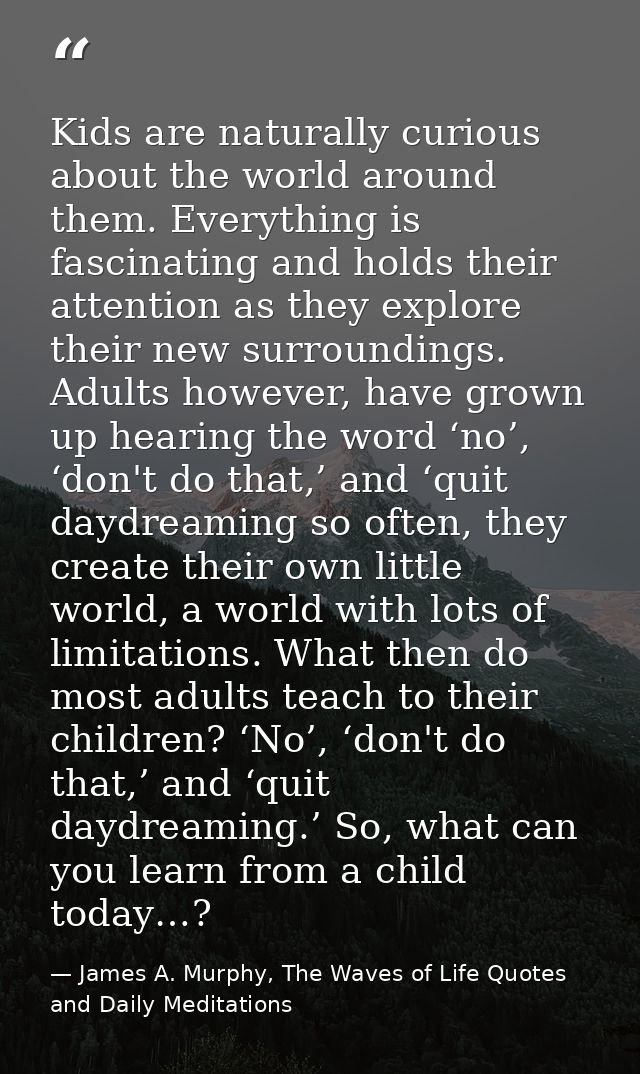Kids are naturally curious about the world around them. Everything is fascinating and holds their attention as they expl — James A. Murphy, The Waves of Life Quotes and Daily Meditations