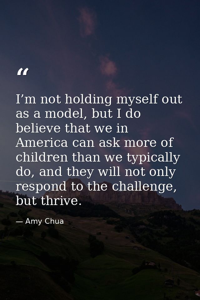 I’m not holding myself out as a model, but I do believe that we in America can ask more of children than we typically do — Amy Chua