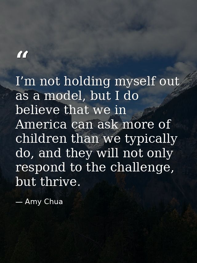 I’m not holding myself out as a model, but I do believe that we in America can ask more of children than we typically do — Amy Chua