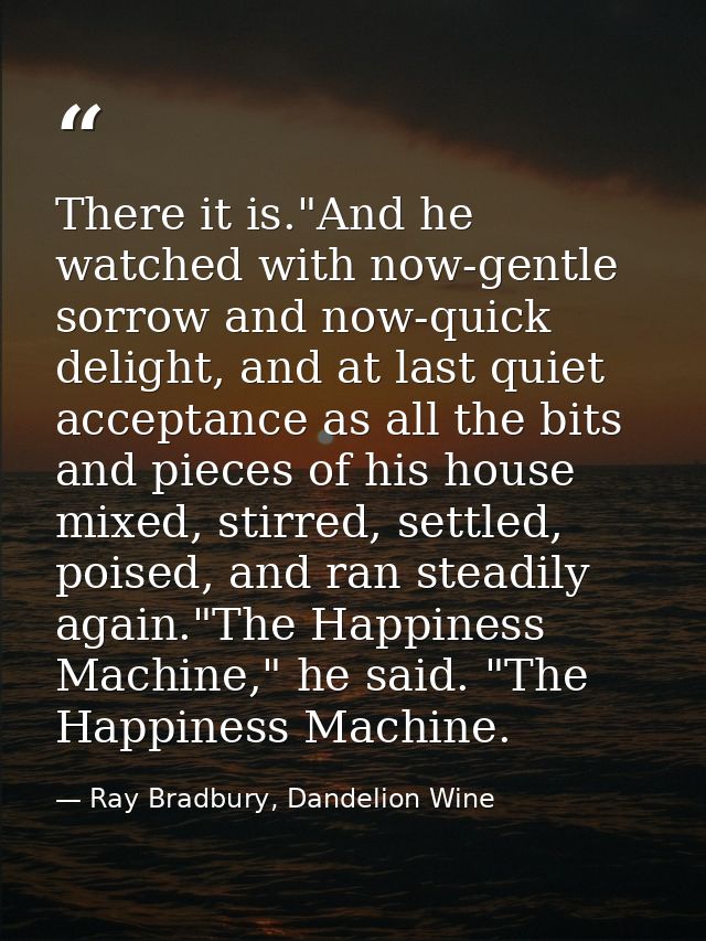 There it is."And he watched with now-gentle sorrow and now-quick delight, and at last quiet acceptance as all the bits a — Ray Bradbury, Dandelion Wine