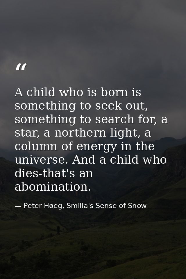 A child who is born is something to seek out, something to search for, a star, a northern light, a column of energy in t — Peter Høeg, Smilla's Sense of Snow
