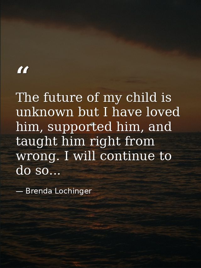 The future of my child is unknown but I have loved him, supported him, and taught him right from wrong. I will continue  — Brenda Lochinger