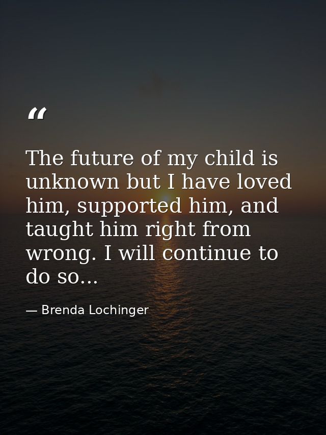 The future of my child is unknown but I have loved him, supported him, and taught him right from wrong. I will continue  — Brenda Lochinger