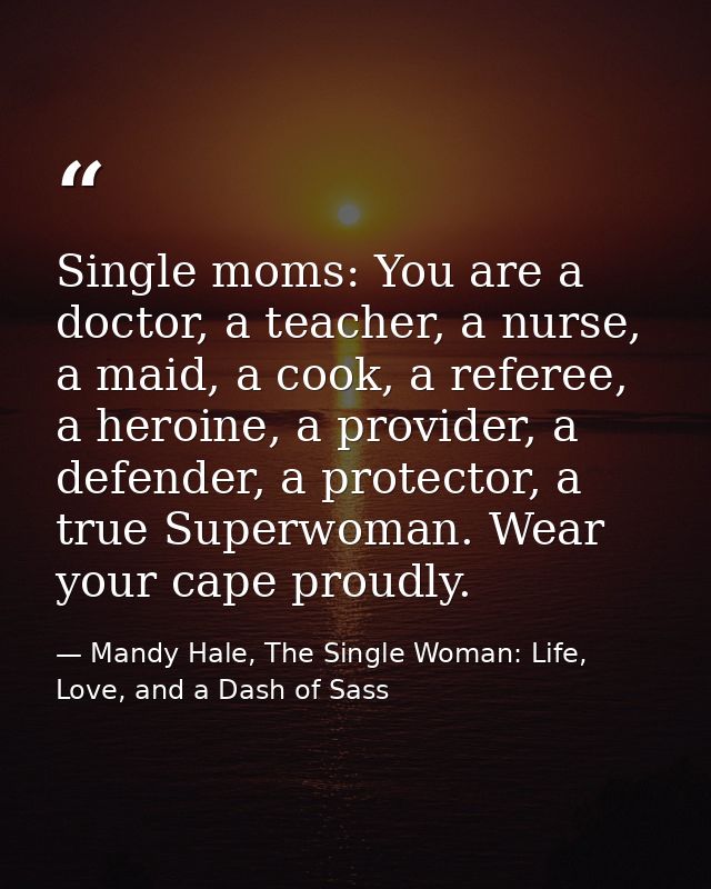 Single moms: You are a doctor, a teacher, a nurse, a maid, a cook, a referee, a heroine, a provider, a defender, a prote — Mandy Hale, The Single Woman: Life, Love, and a Dash of Sass