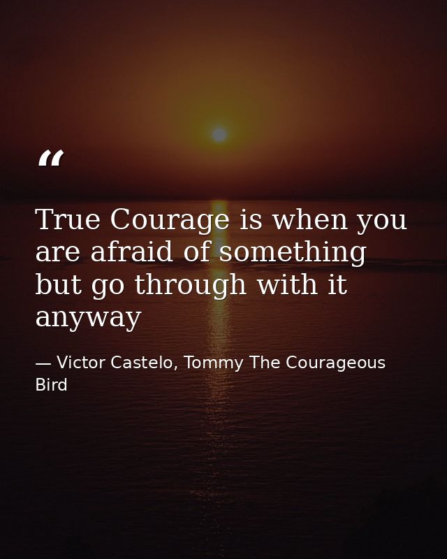 True Courage is when you are afraid of something but go through with it anyway — Victor Castelo, Tommy The Courageous Bird