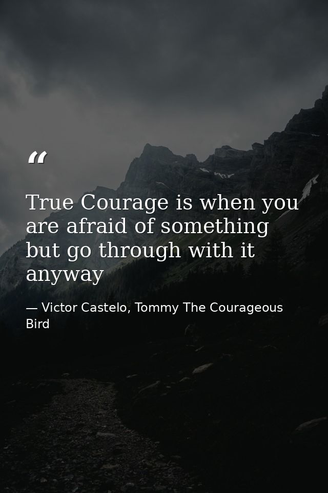 True Courage is when you are afraid of something but go through with it anyway — Victor Castelo, Tommy The Courageous Bird