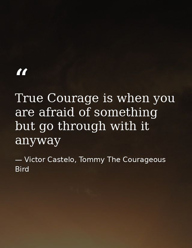 True Courage is when you are afraid of something but go through with it anyway — Victor Castelo, Tommy The Courageous Bird
