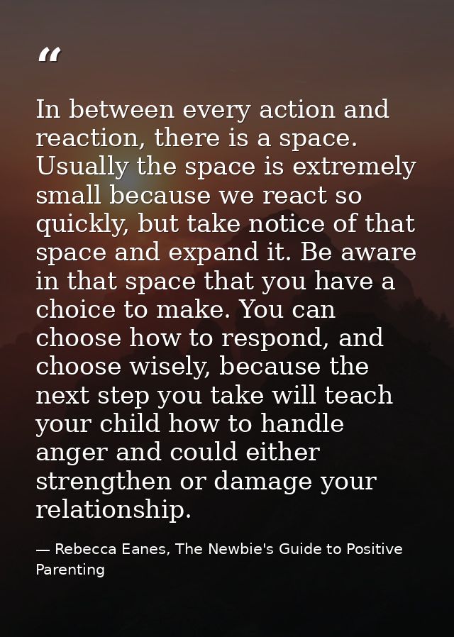 In between every action and reaction, there is a space. Usually the space is extremely small because we react so quickly — Rebecca Eanes, The Newbie's Guide to Positive Parenting