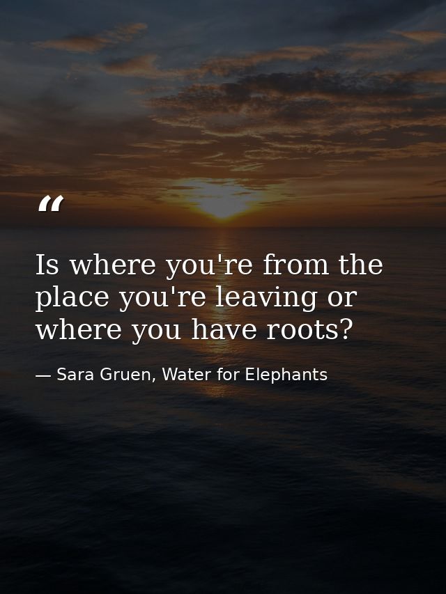 Is where you're from the place you're leaving or where you have roots? — Sara Gruen, Water for Elephants