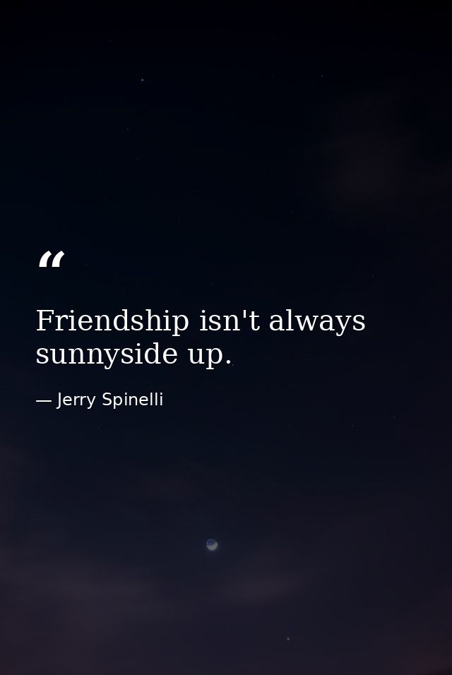 Friendship isn't always sunnyside up. — Jerry Spinelli