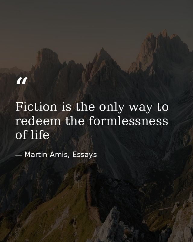 Fiction is the only way to redeem the formlessness of life — Martin Amis, Essays