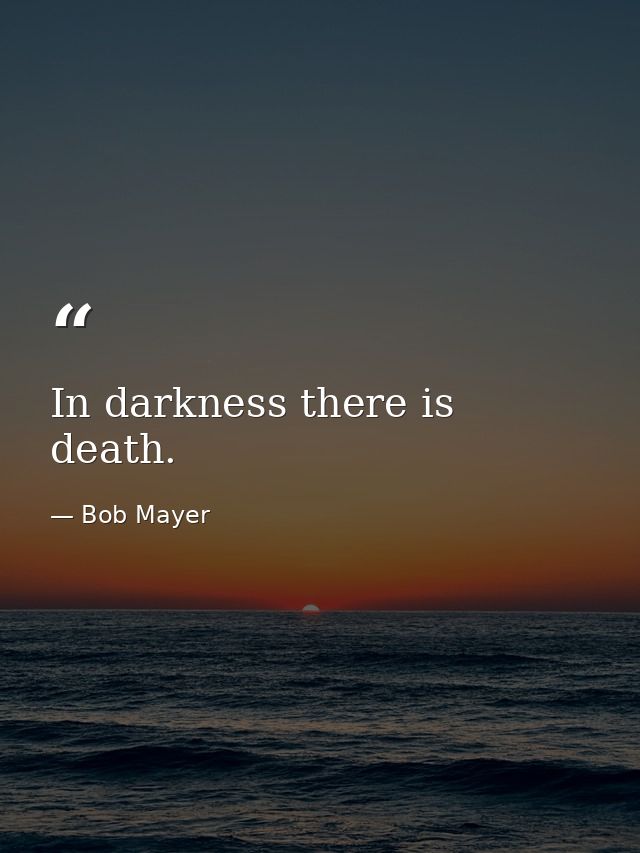 In darkness there is death. — Bob Mayer