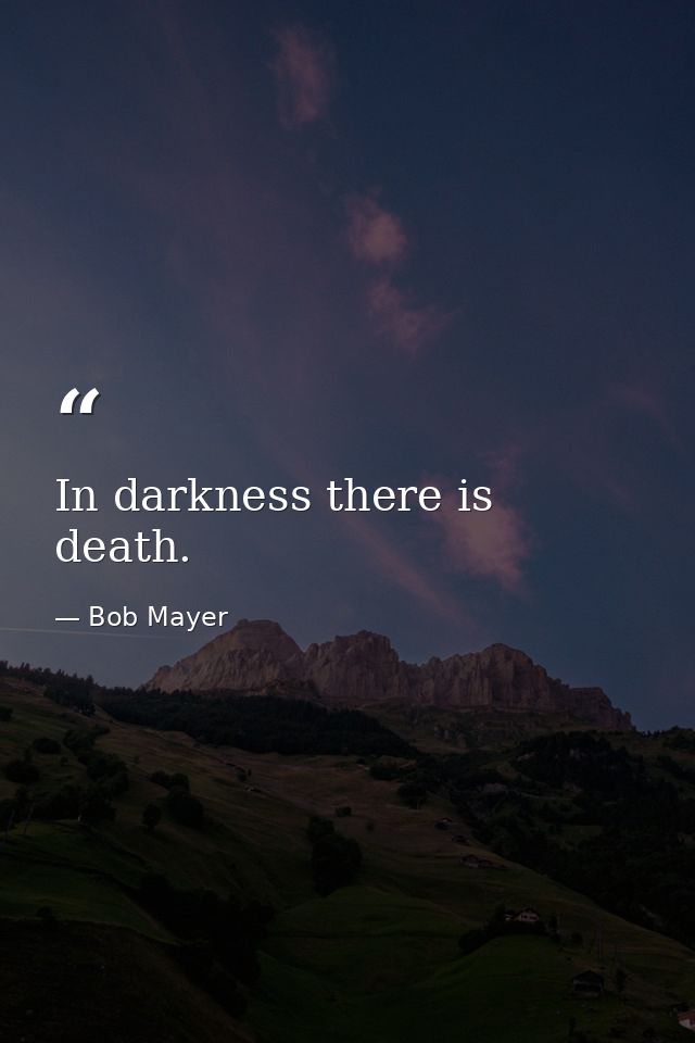 In darkness there is death. — Bob Mayer